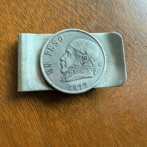 Silver 1977 Peso Coin Vintage Money Clip